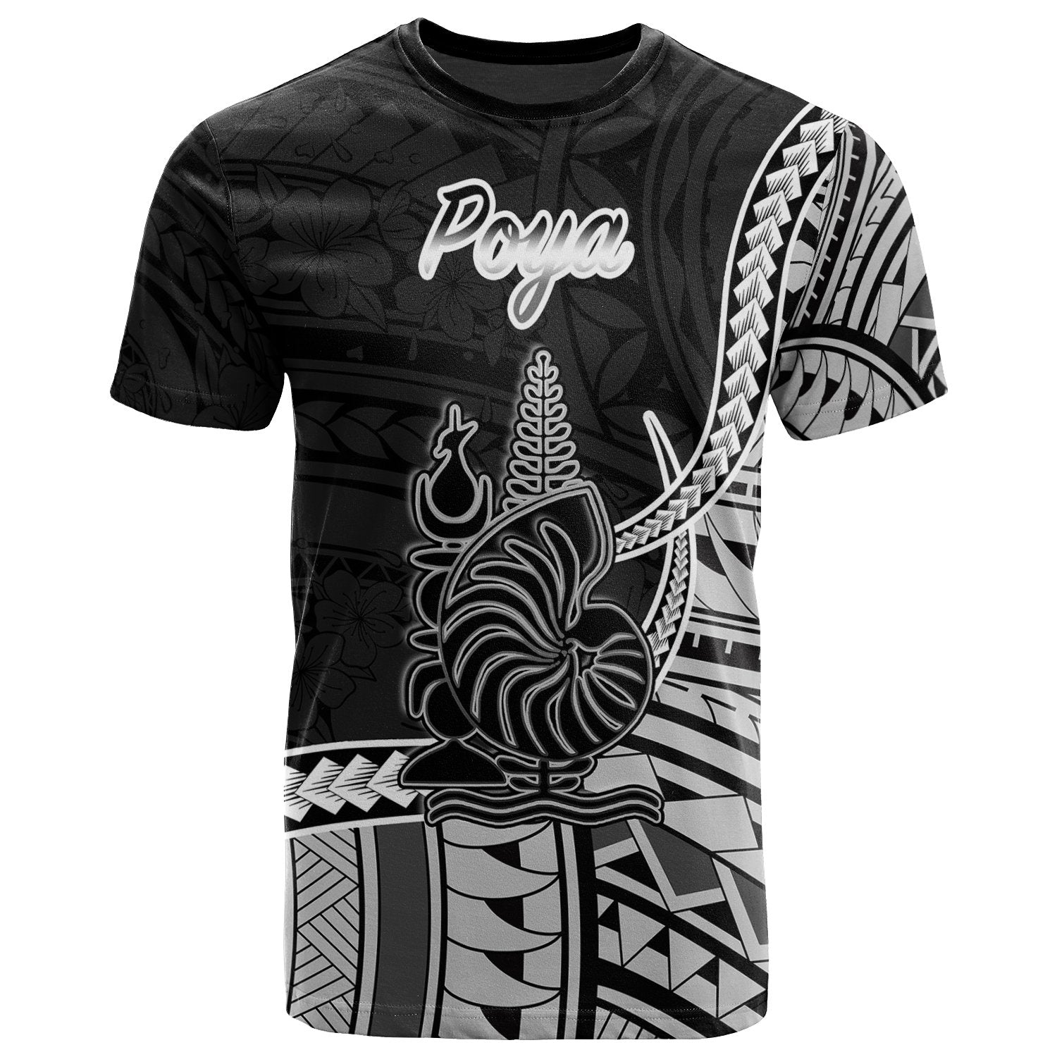 New Caledonia Islands T Shirt Poya Seal Of New Caledonia Islands Polynesian Patterns Unisex Black - Polynesian Pride
