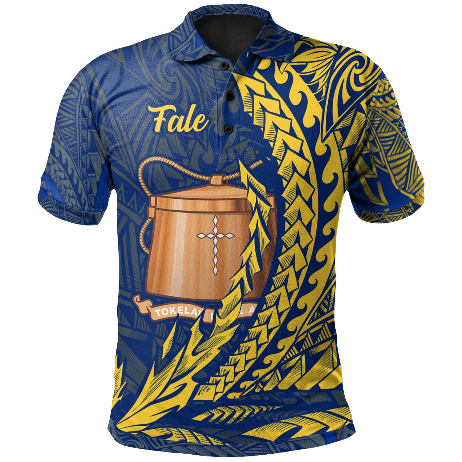 Tokelau Polo Shirt Fale Wings Style Unisex Black - Polynesian Pride