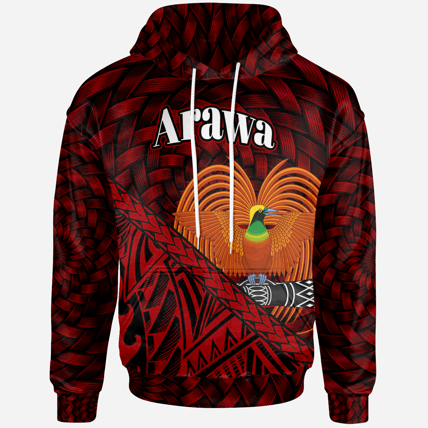 Papua New Guinea Hoodie Arawa Polynesian Patterns With Bamboo Unisex Red - Polynesian Pride