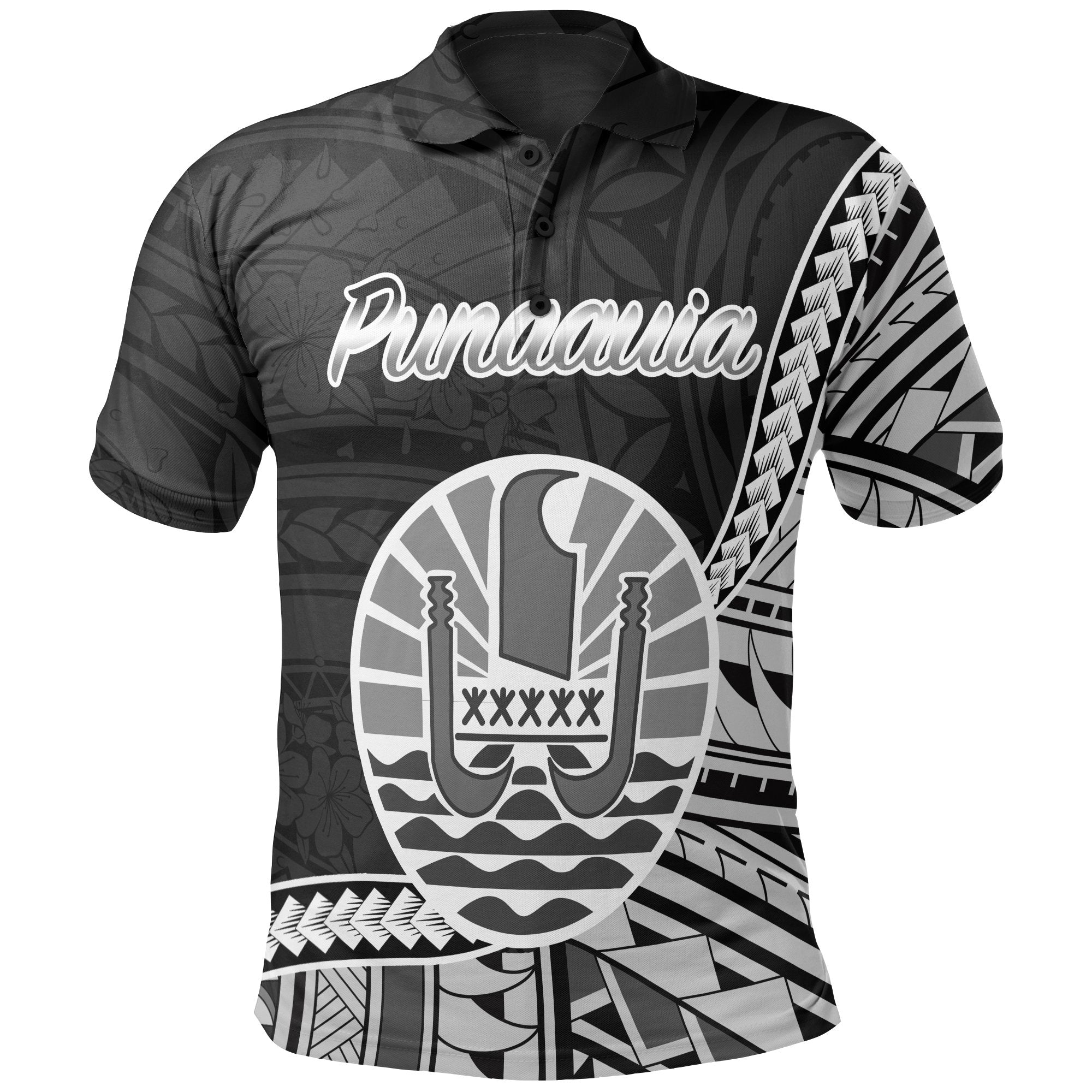 French Polynesia Polo Shirt Punaauia Seal Of French Polynesia Polynesian Patterns Unisex Black - Polynesian Pride