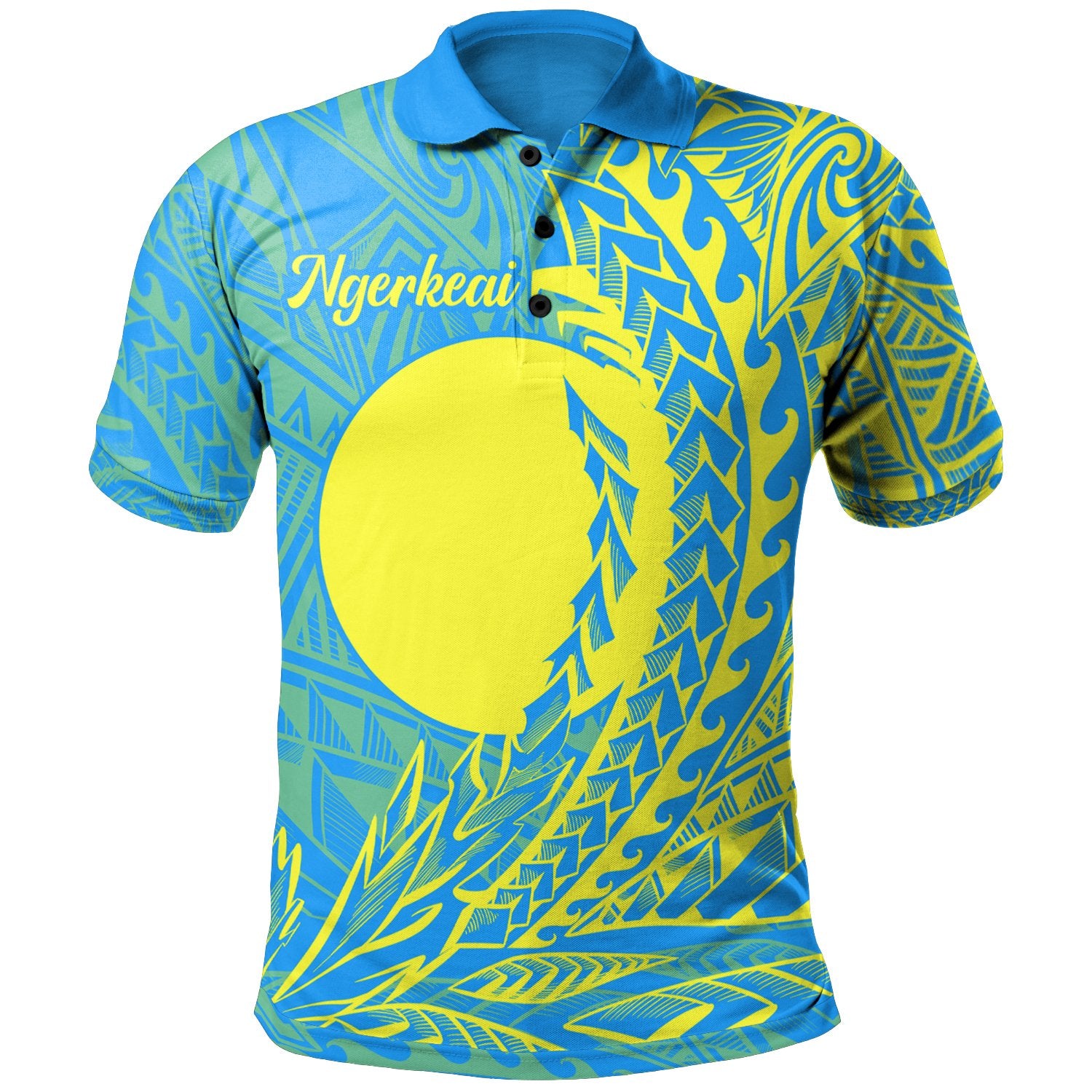 Palau Polo Shirt Ngerkeai Wings Style Unisex Blue - Polynesian Pride