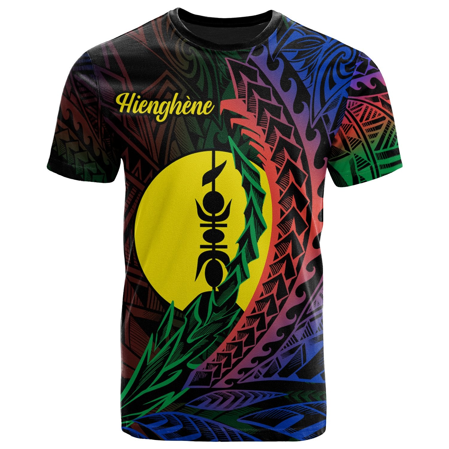 New Caledonia T Shirt Hienghene Wings Style Flag Color Unisex Black - Polynesian Pride