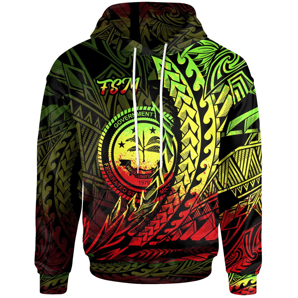 Federated States of Micronesia Hoodie Reggae Wings Style Unisex Black - Polynesian Pride
