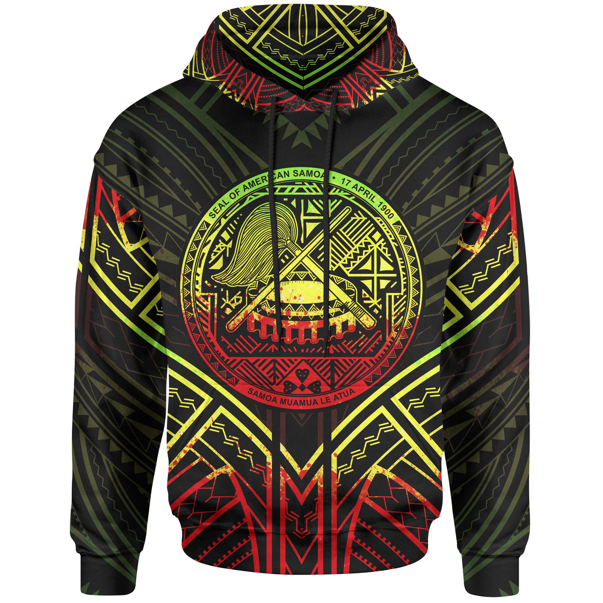 American Samoa Hoodie merican Samoa Seal Reggae Tribal Patterns Unisex White - Polynesian Pride