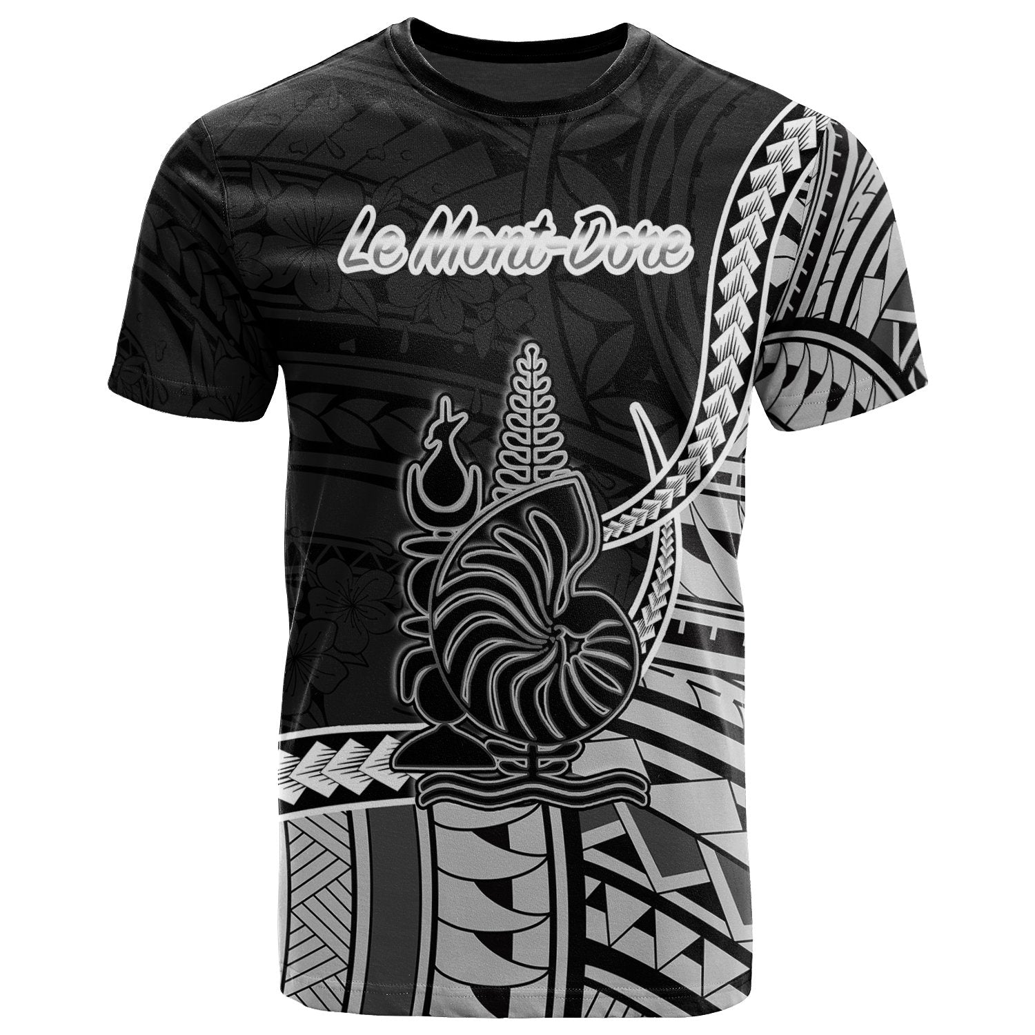 New Caledonia Islands T Shirt Le Mont Dore Seal Of New Caledonia Islands Polynesian Patterns Unisex Black - Polynesian Pride