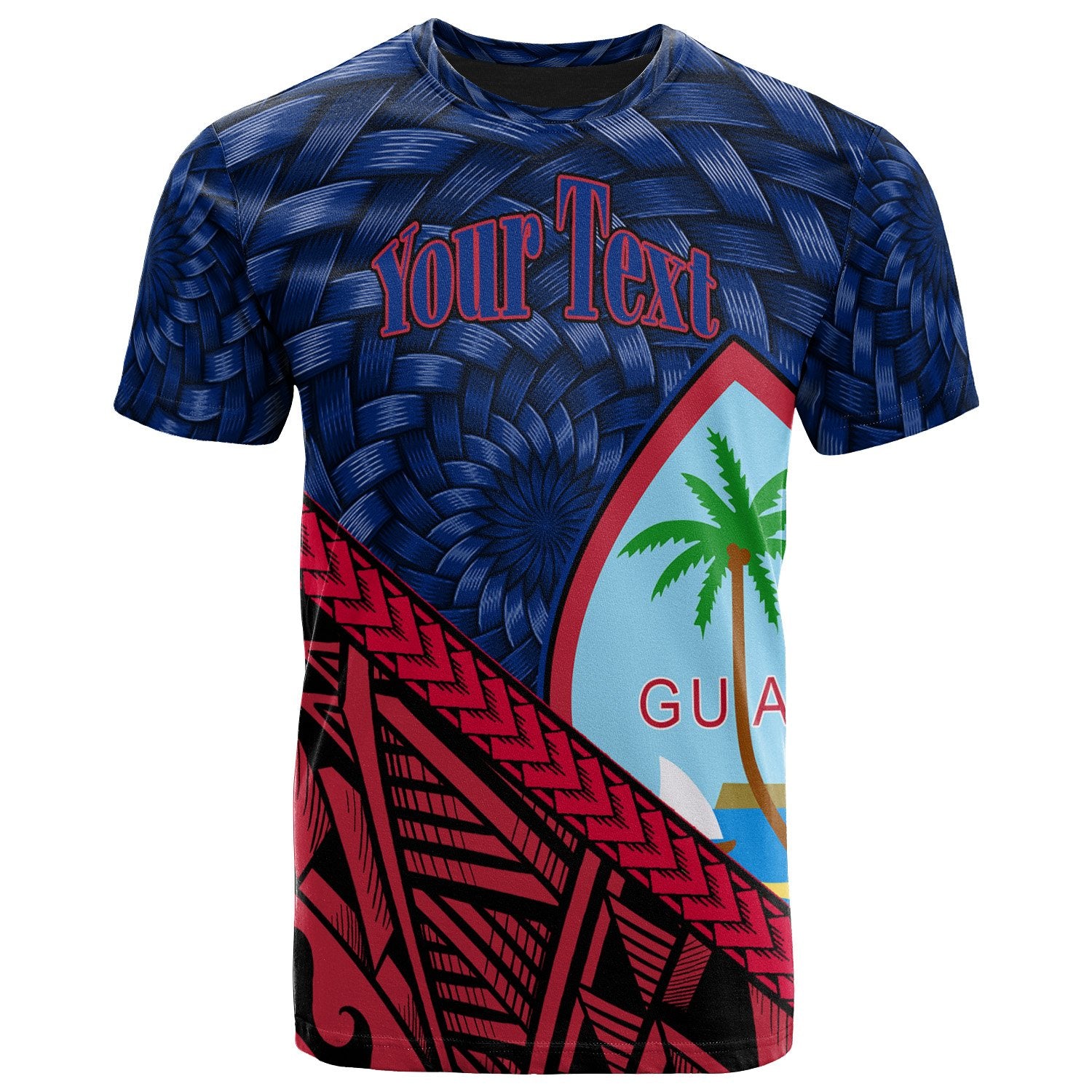 Guam T Shirt Custom Tapa Patterns With Bamboo Unisex Blue - Polynesian Pride