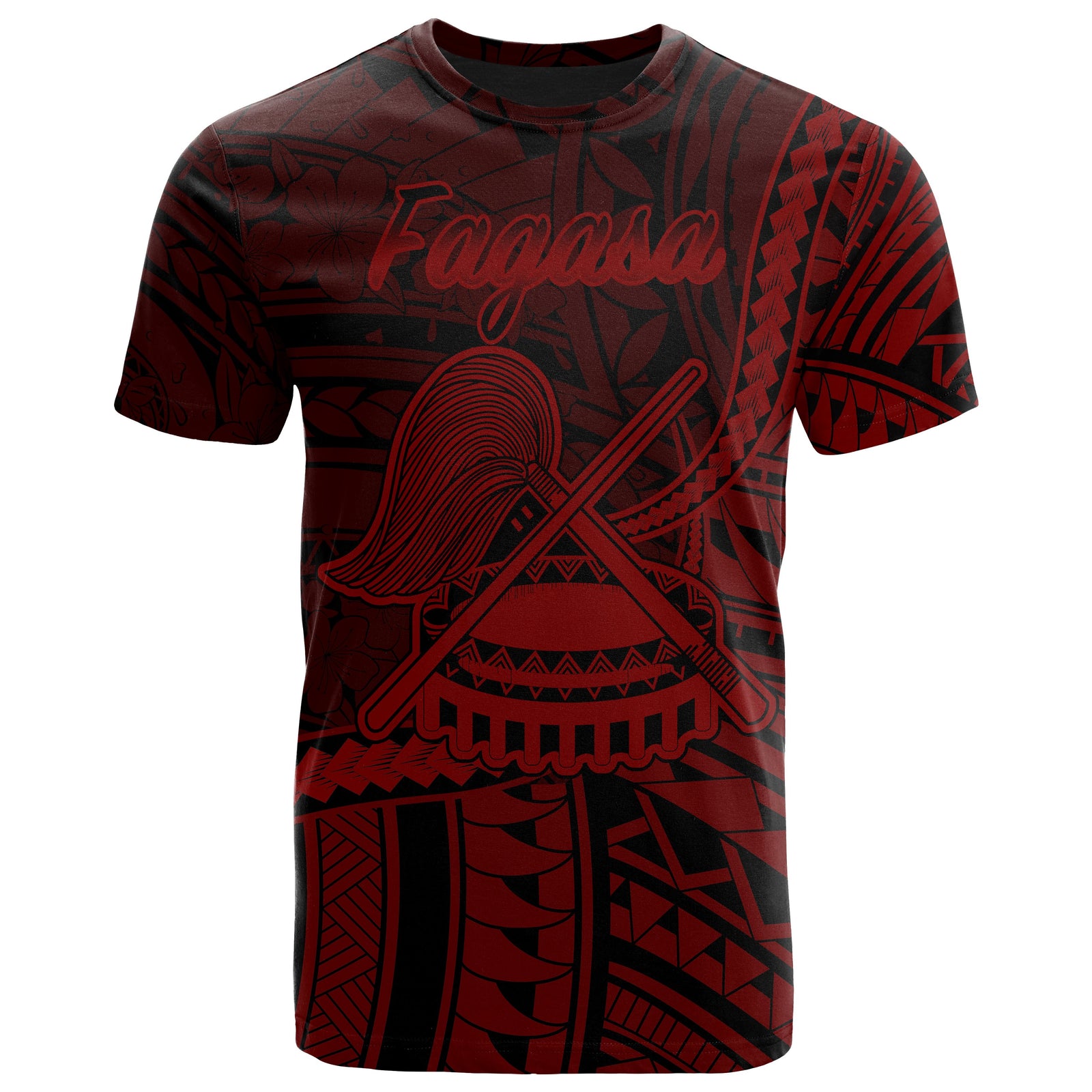 American Samoa T Shirt Fagasa Polynesian Red Patterns Unisex Black - Polynesian Pride