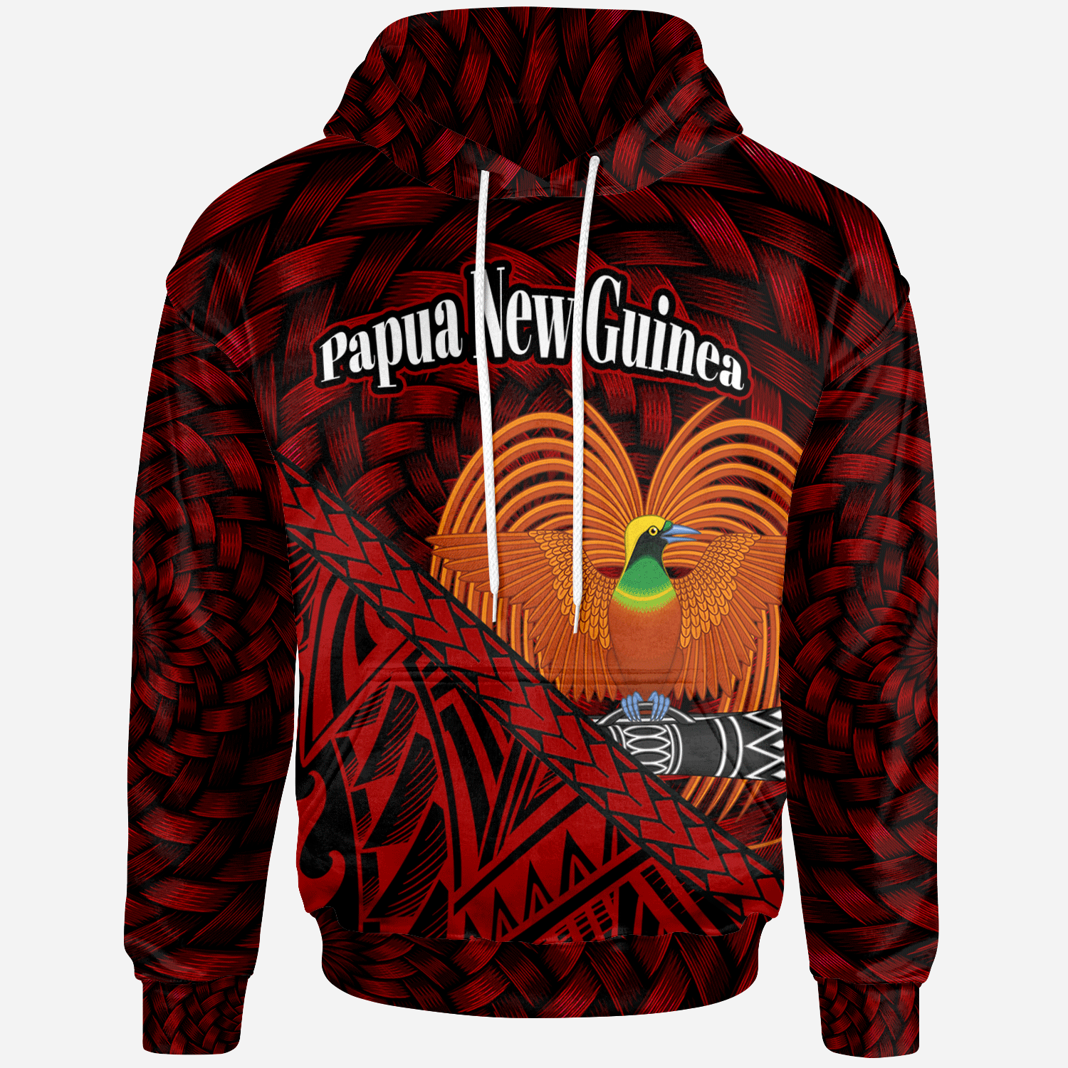 Papua New Guinea Hoodie Polynesian Patterns With Bamboo Unisex Red - Polynesian Pride