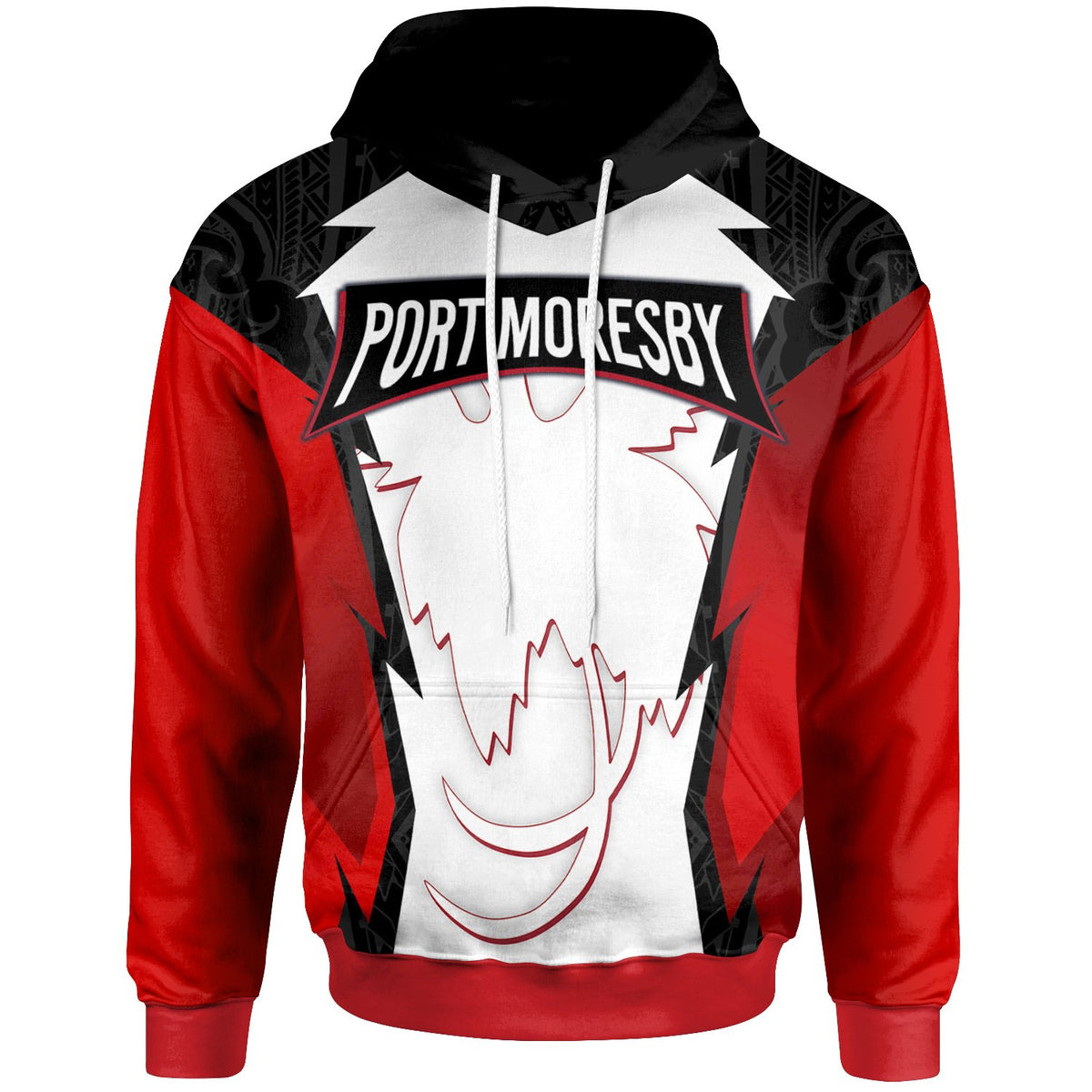 Papua New Guinea Hoodie Port Moresby PNG Coat ofrms Unisex Red Black - Polynesian Pride