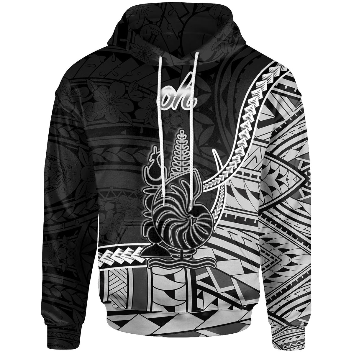 New Caledonia Islands Hoodie oh Seal of New Caledonia Polynesian Patterns Unisex Black - Polynesian Pride