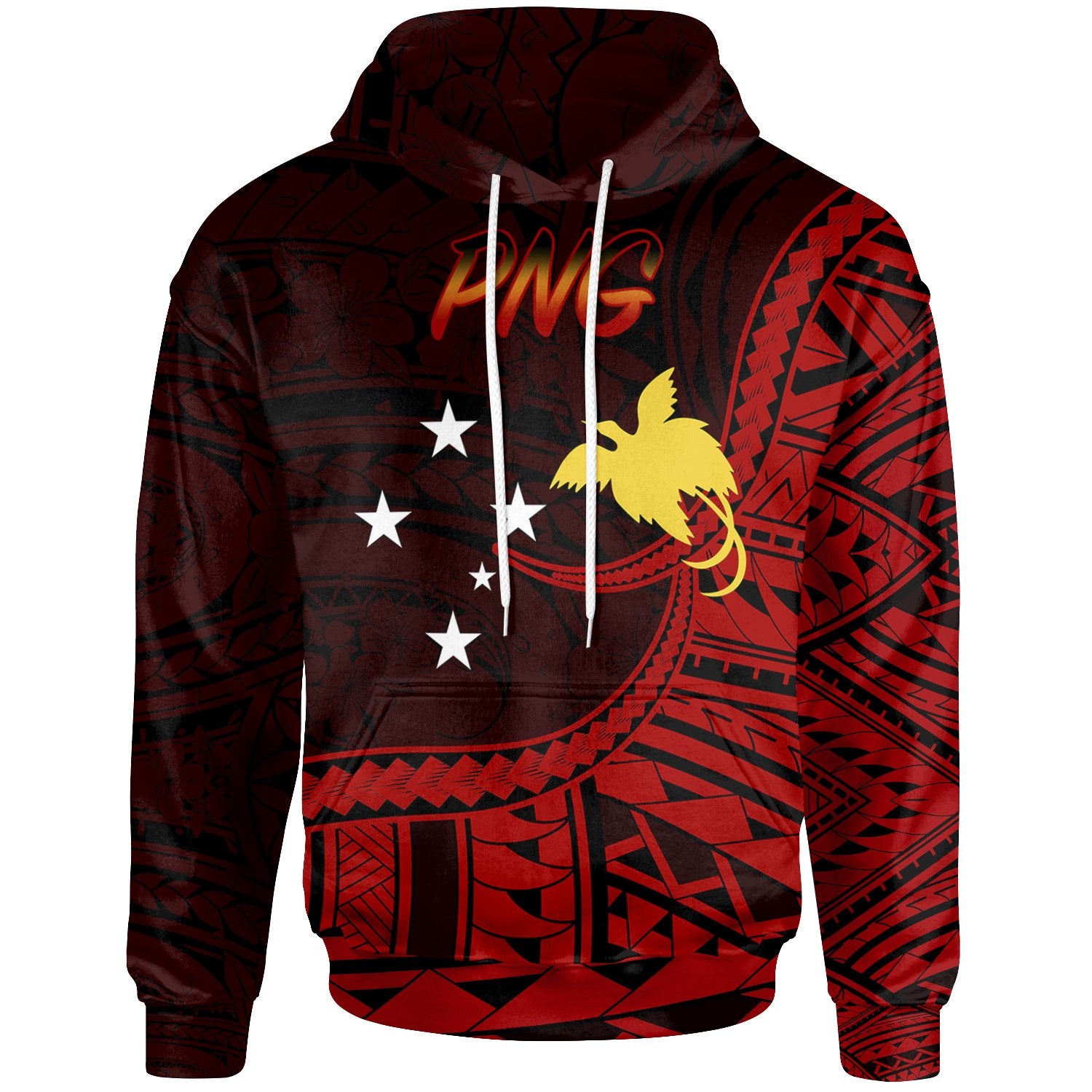 Papua New Guinea Hoodie Polynesian Patterns Unisex Black - Polynesian Pride