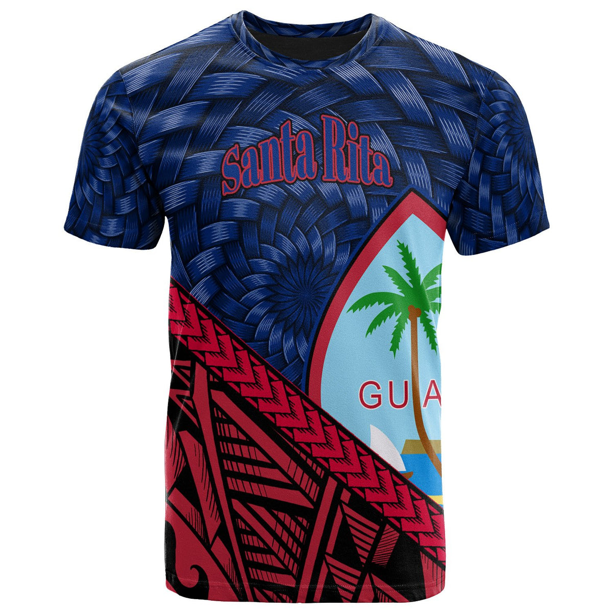 Guam T Shirt Santa Rita Tapa Patterns With Bamboo Unisex Blue - Polynesian Pride