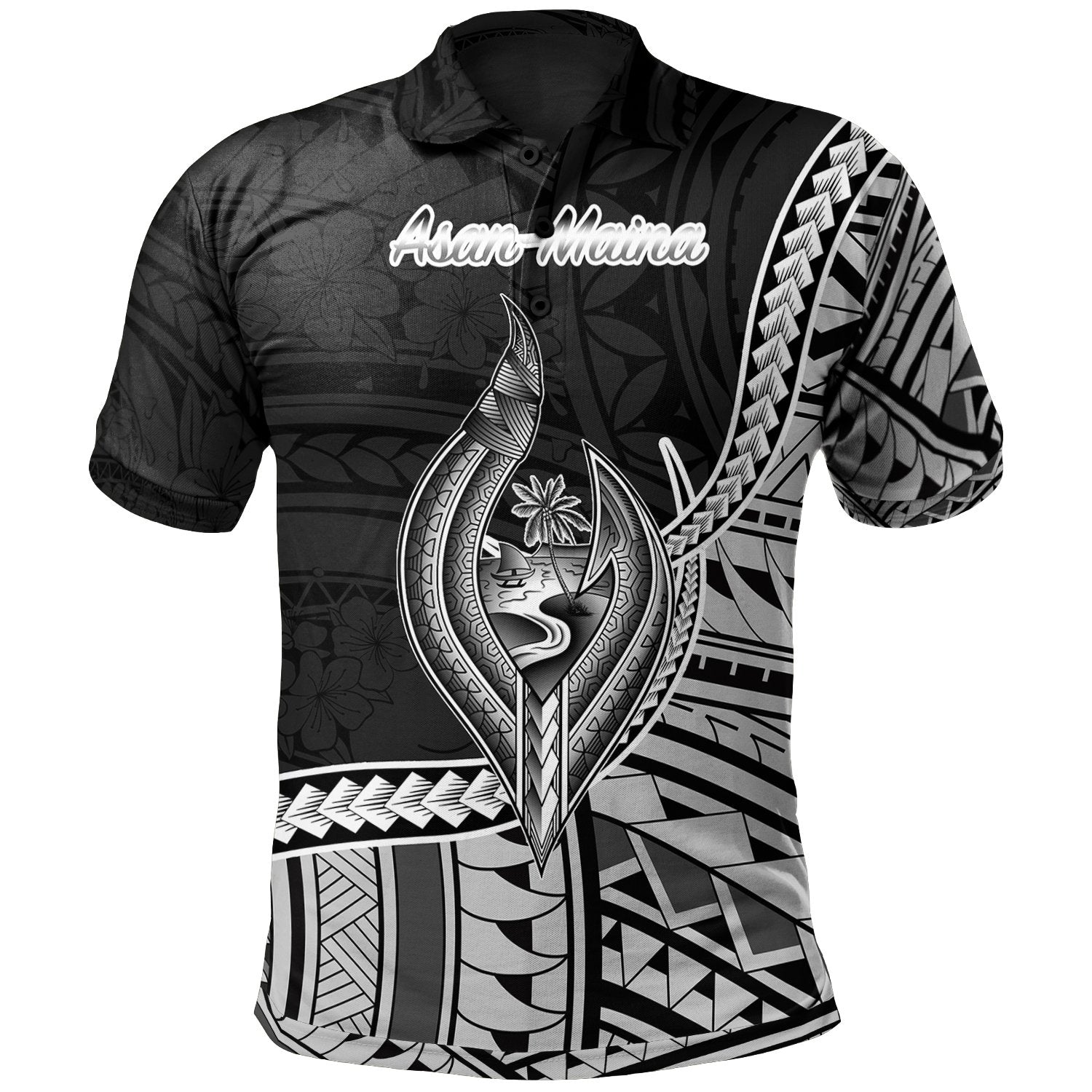 Guam Polo Shirt Asan Maina Seal Of Guam Polynesian Patterns Unisex Black - Polynesian Pride