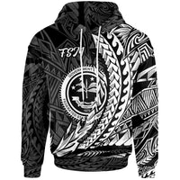 Federated States of Micronesia Hoodie White Wings Style Unisex Black - Polynesian Pride