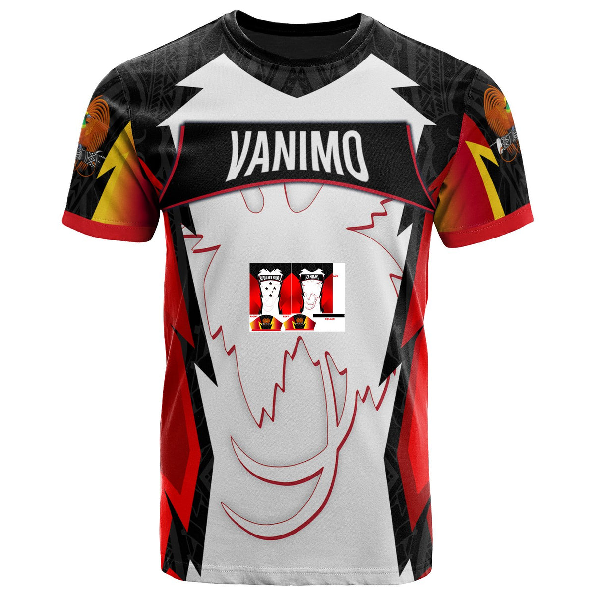 Papua New Guinea T Shirt Vanimo PNG Coat Of Arms Unisex Red Black - Polynesian Pride