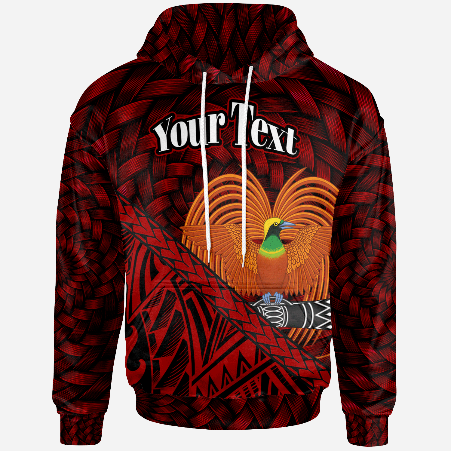 Papua New Guinea Hoodie Custom Polynesian Patterns With Bamboo Unisex Red - Polynesian Pride