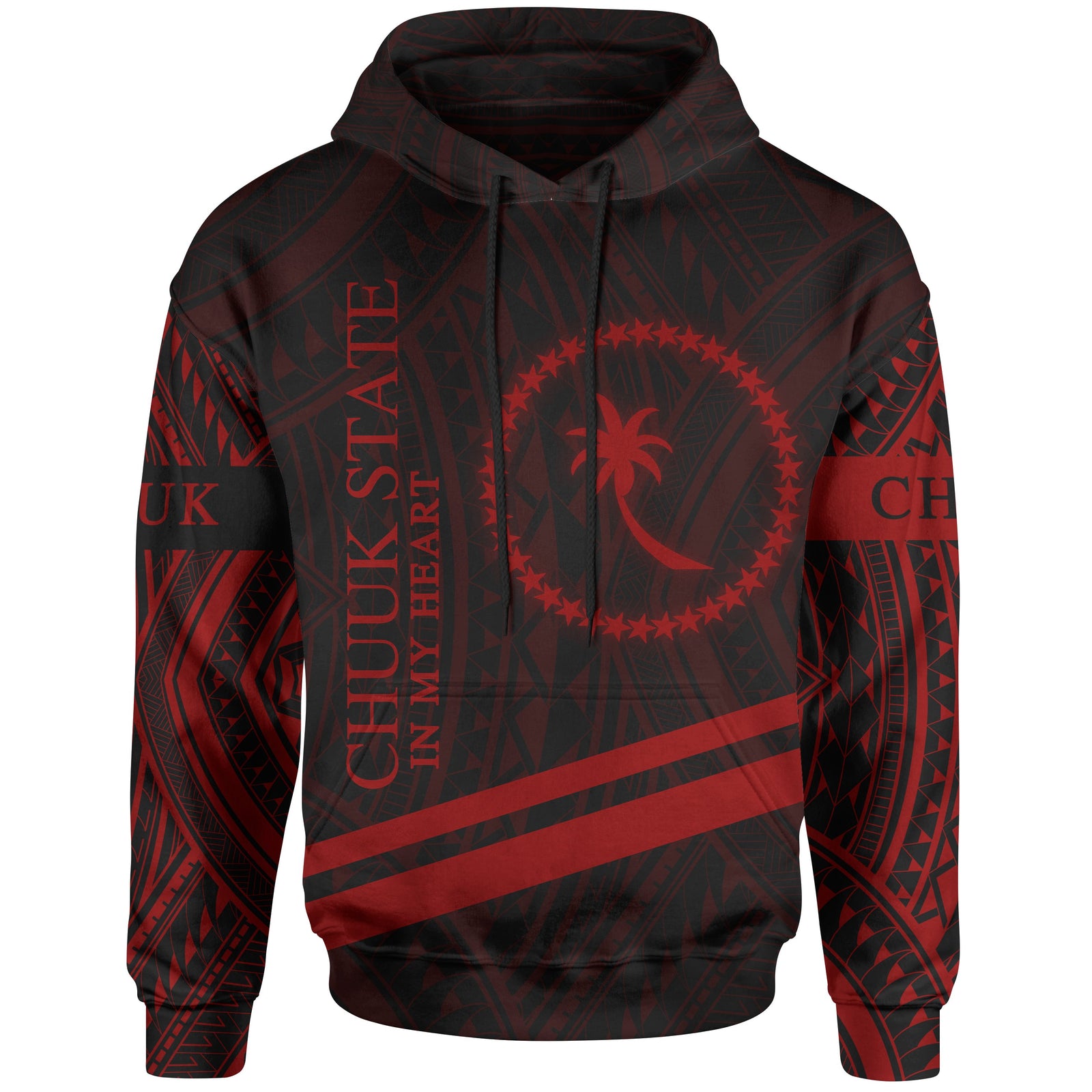 Chuuk State Hoodie In My Heart Style Red Polynesian Patterns Unisex Black - Polynesian Pride
