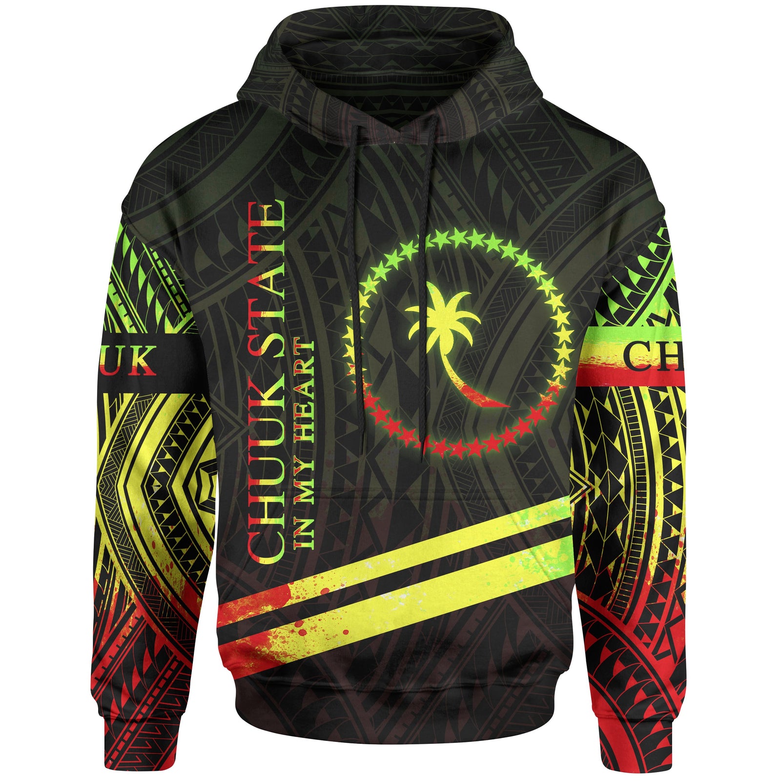 Chuuk State Hoodie In My Heart Style Reggae Polynesian Patterns Unisex Black - Polynesian Pride