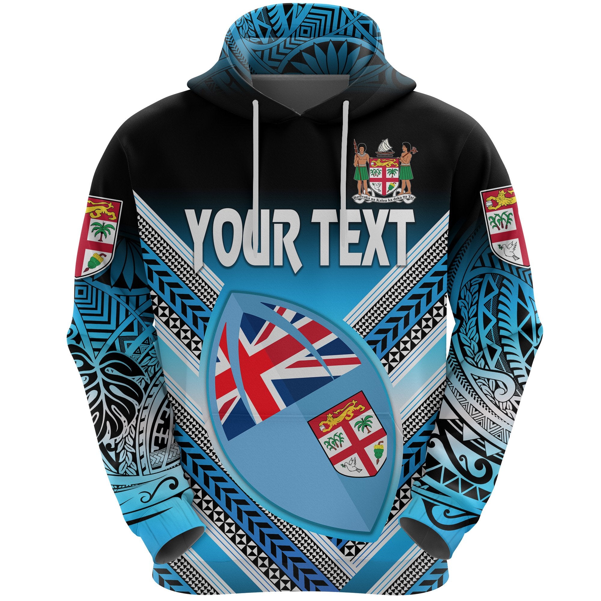 Custom Fiji Rugby Hoodie Map Creative Style Unisex Blue - Polynesian Pride