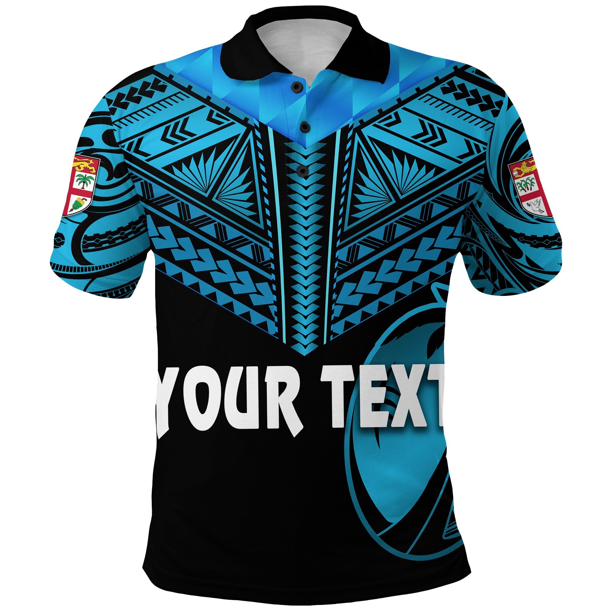 Custom Fiji Rugby Polo Shirt Coconut Sporty Vibes Black Unisex Black - Polynesian Pride