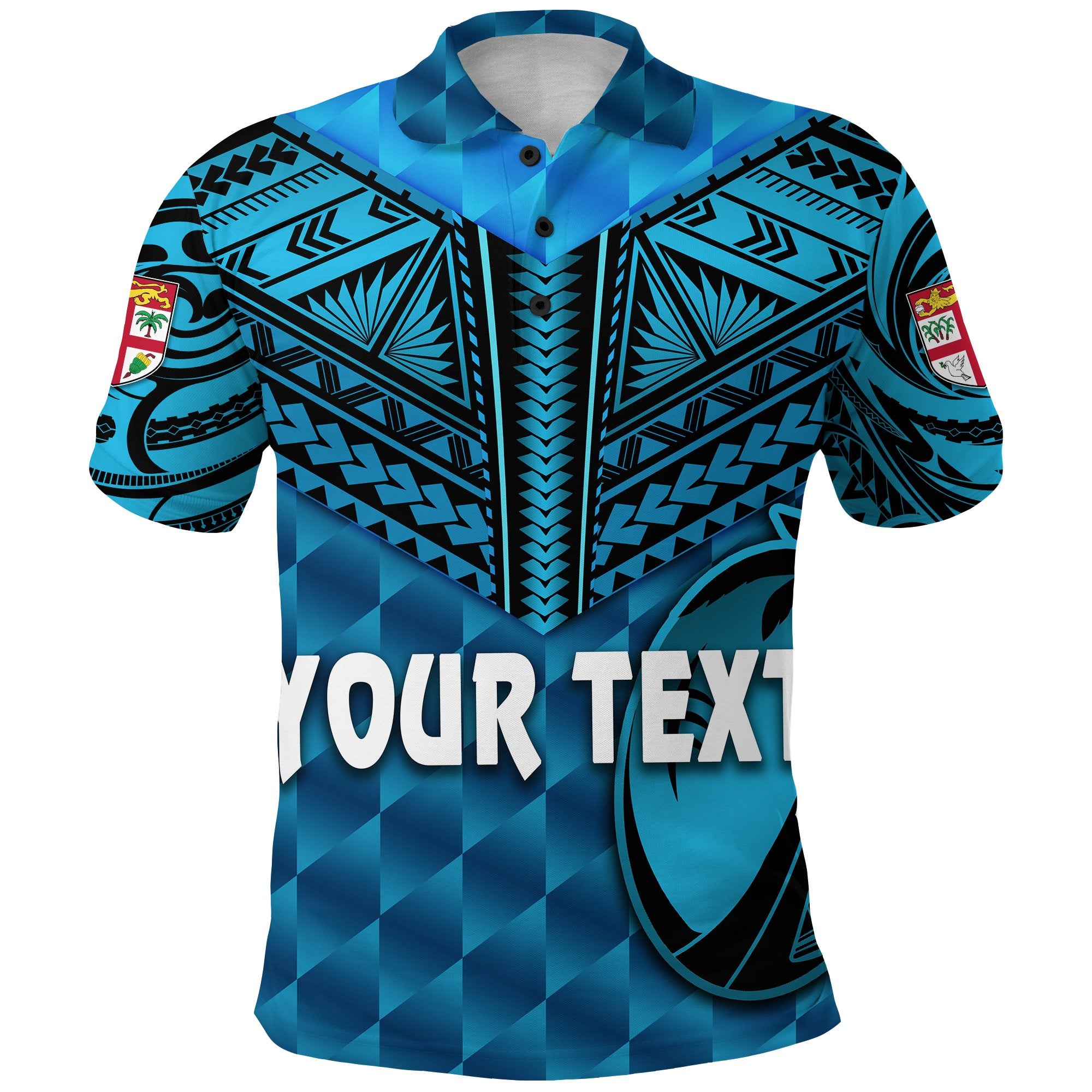 Custom Fiji Rugby Polo Shirt Coconut Sporty Vibes Blue Unisex Blue - Polynesian Pride