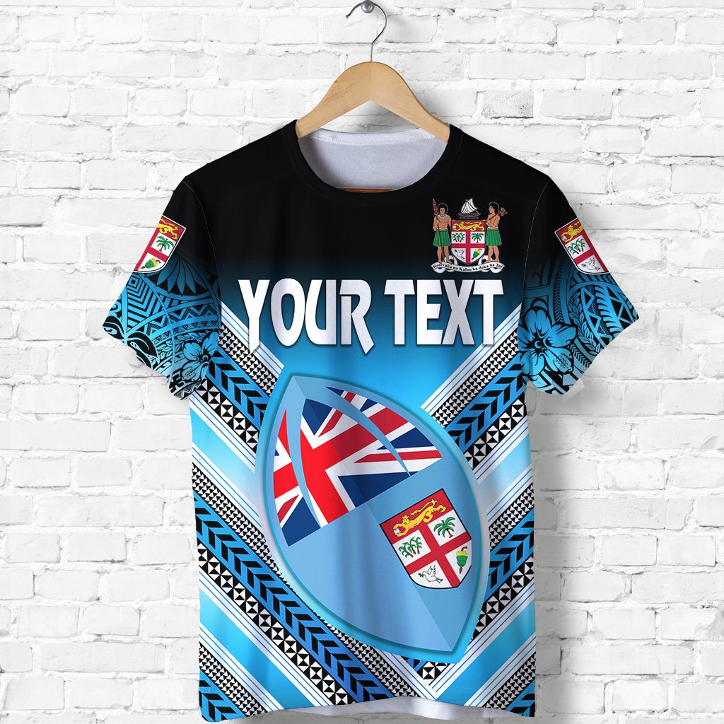 Custom Fiji Rugby T Shirt Map Creative Style Unisex Blue - Polynesian Pride