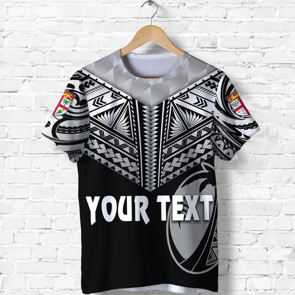 Custom Fiji Rugby T Shirt Coconut Sporty Vibes Full Black Unisex Black - Polynesian Pride