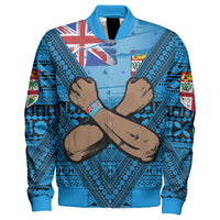 Fiji Bula Flag Sleeve Zip Bomber Jacket LT10 Unisex Blue - Polynesian Pride