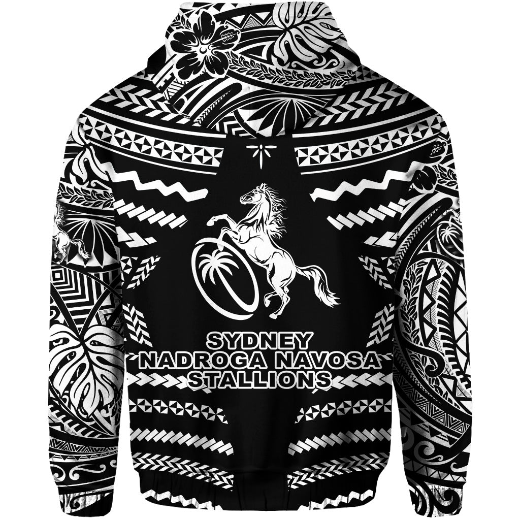 Fiji Rugby Zip Hoodie Sydney Nadroga Navosa Stallions Creative Style Black LT8 - Polynesian Pride