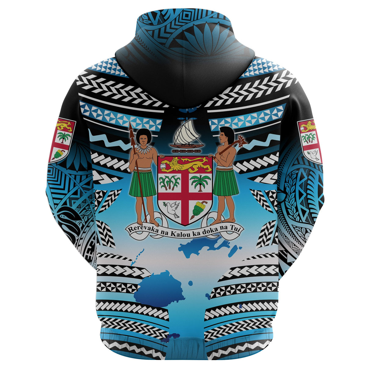 Fiji Rugby Zip Hoodie Map Creative Style - Polynesian Pride