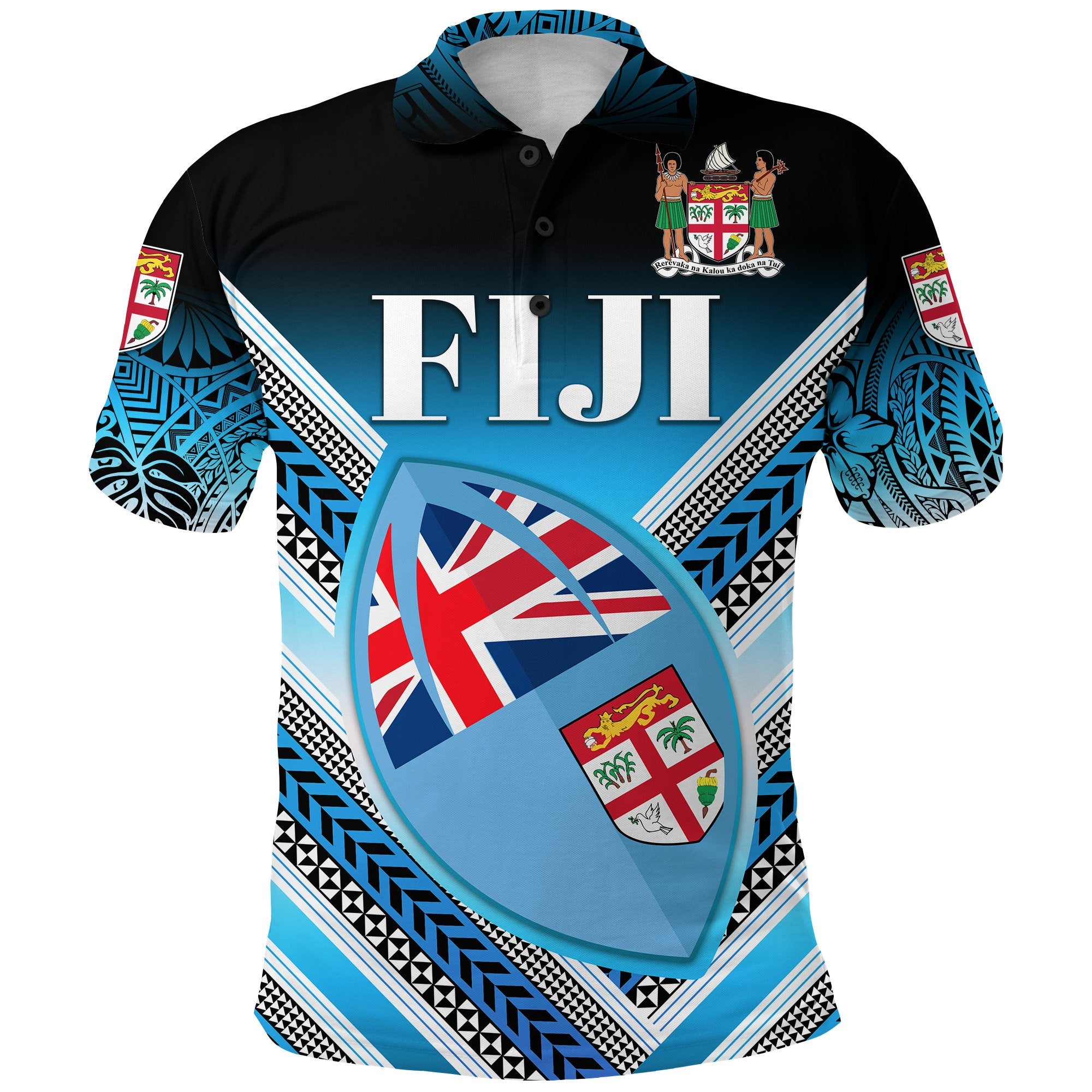 Fiji Rugby Polo Shirt Map Creative Style Unisex Blue - Polynesian Pride