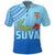 Nogu Suva Rugby Fiji Polo Shirt Tapa Blue LT4 Unisex Blue - Polynesian Pride