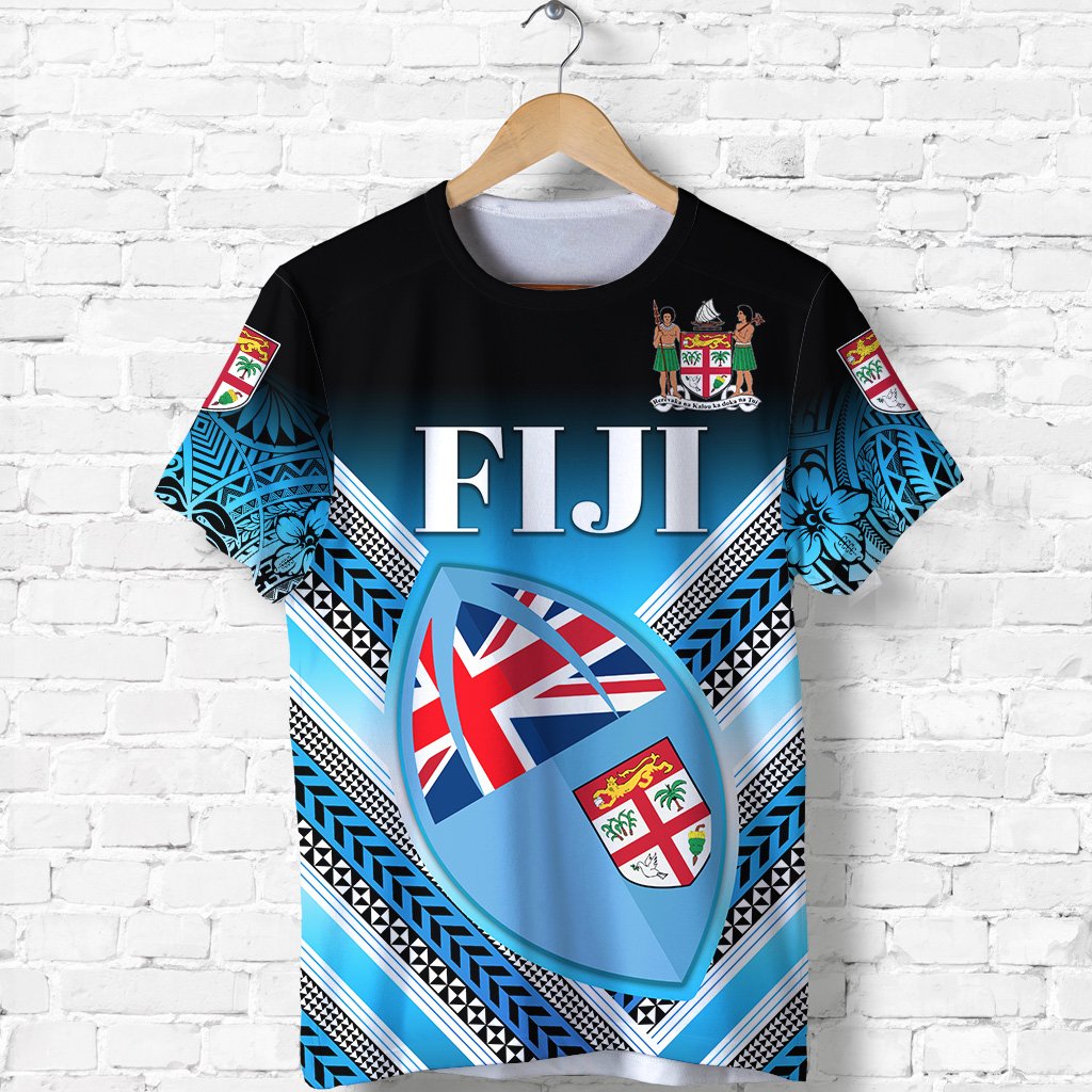 Fiji Rugby T Shirt Map Creative Style Unisex Blue - Polynesian Pride
