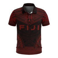Fiji Polo Shirt Viti Coat Of Arms Polynesian Chief Tattoo Red Version Unisex Red - Polynesian Pride