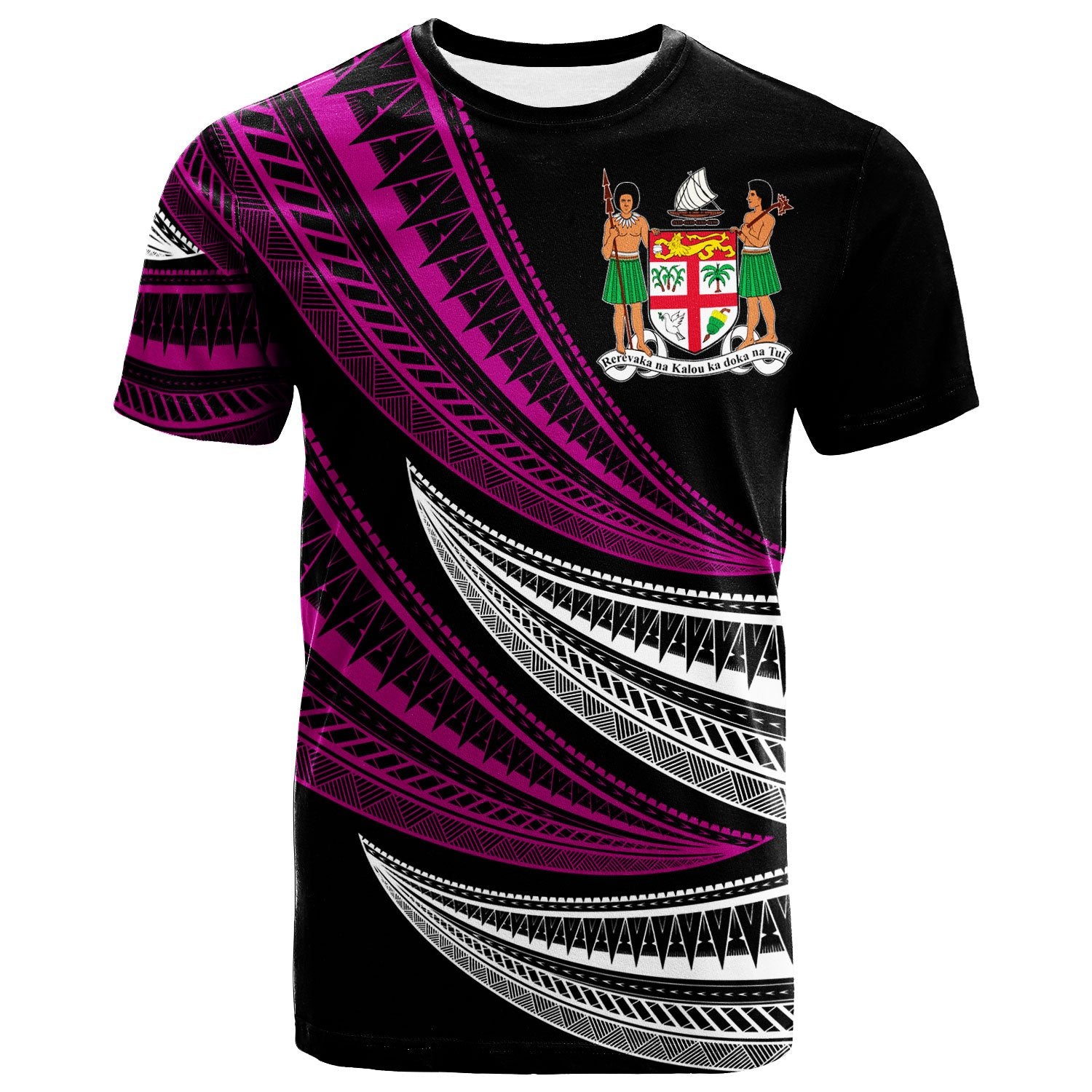 Fiji Custom T Shirt Wave Pattern Alternating Purple Color Unisex Purple - Polynesian Pride