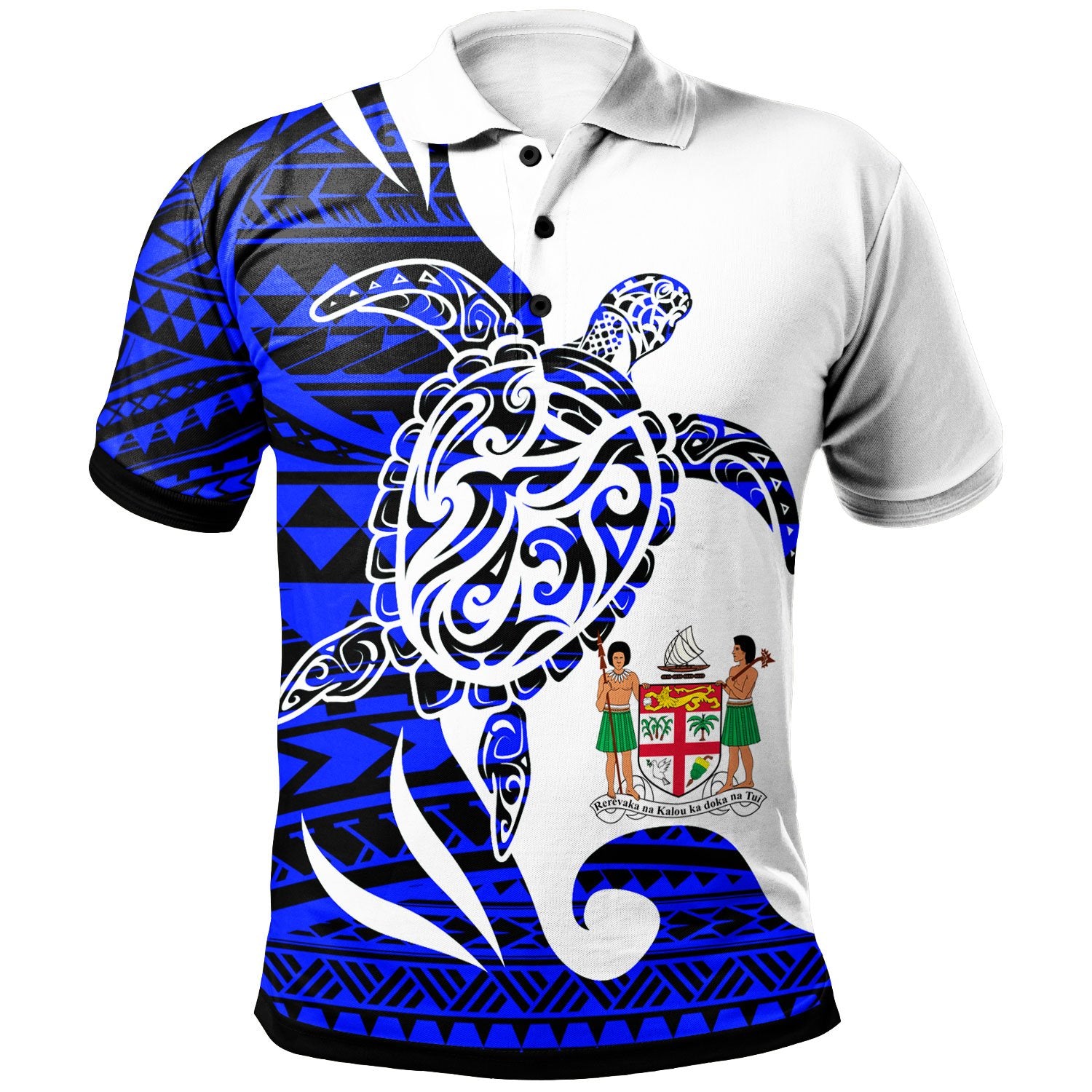 Fiji Custom Polo Shirt Mega Turtle Unisex Blue - Polynesian Pride