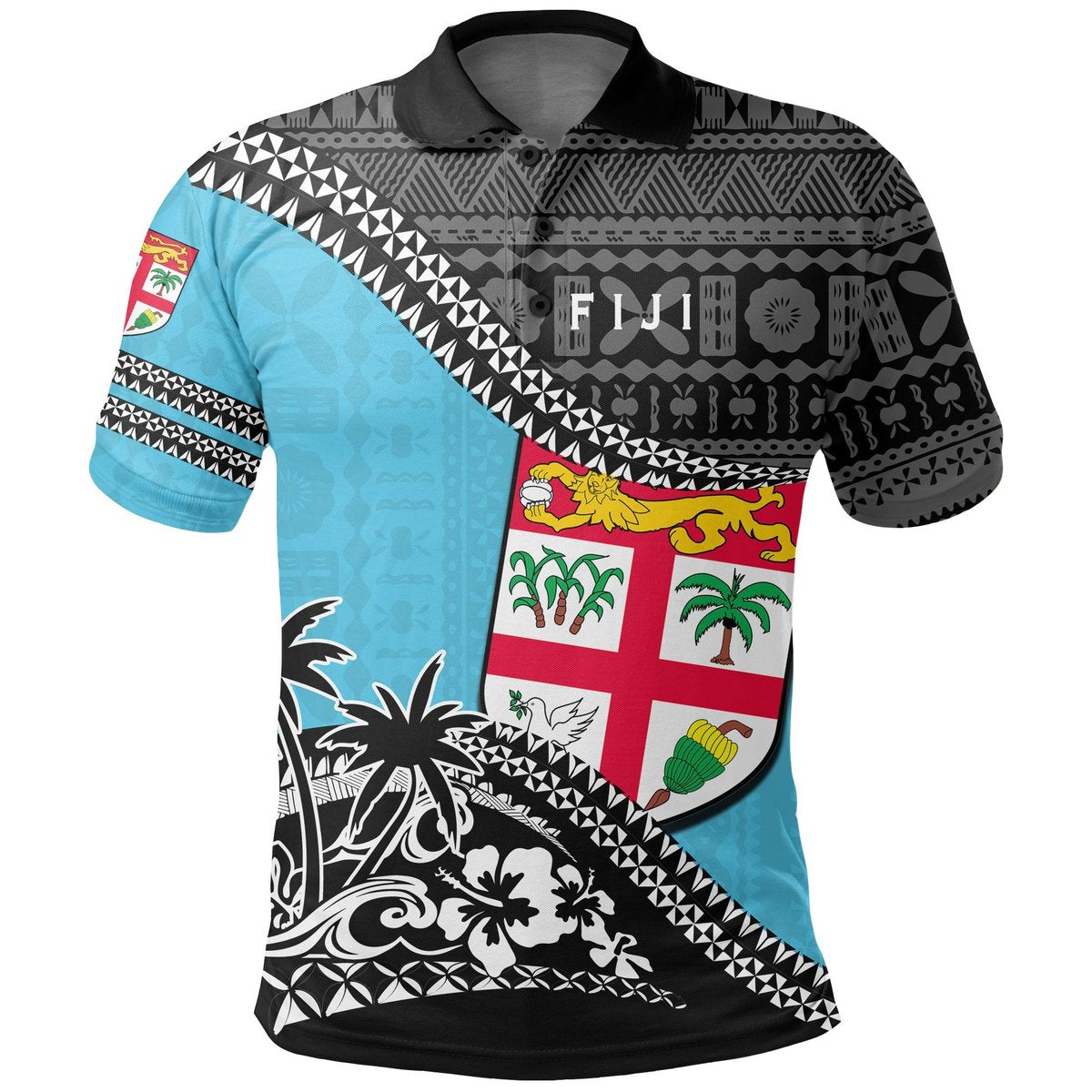 Fiji Polo Shirt Fall In The Wave Unisex Blue - Polynesian Pride