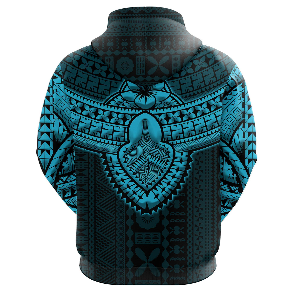 Fijian Tribal Tapa Zip up Hoodie Blue - Polynesian Pride