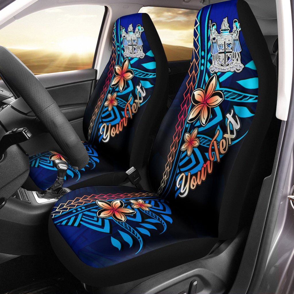 Fiji Custom Personalised Car Seat Covers - Vintage Tribal Mountain Crest Universal Fit Vintage - Polynesian Pride