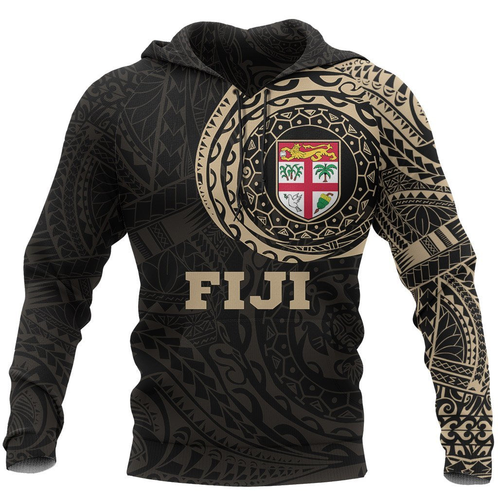 Fiji Hoodie Fiji Flag Polynesian Tattoo Style Unisex Black-GOLD - Polynesian Pride