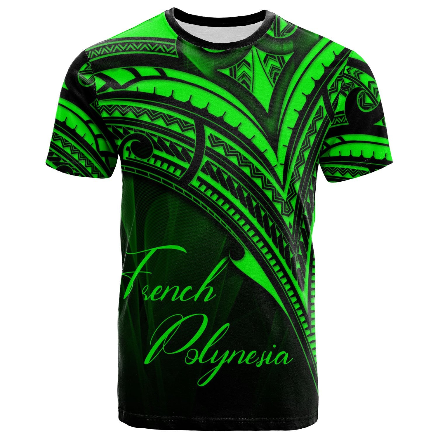 French Polynesia T Shirt Green Color Cross Style Unisex Black - Polynesian Pride