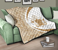 Cook Islands Coat Of Arms Polynesian Premium Quilt - Circle Style - 03 - Polynesian Pride