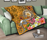 Samoa Premium Quilt - Turtle Plumeria (Gold) - Polynesian Pride