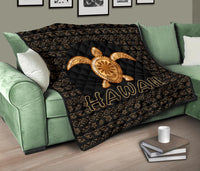 Hawaii Turtle Golden Premium Quilt - Polynesian Pride
