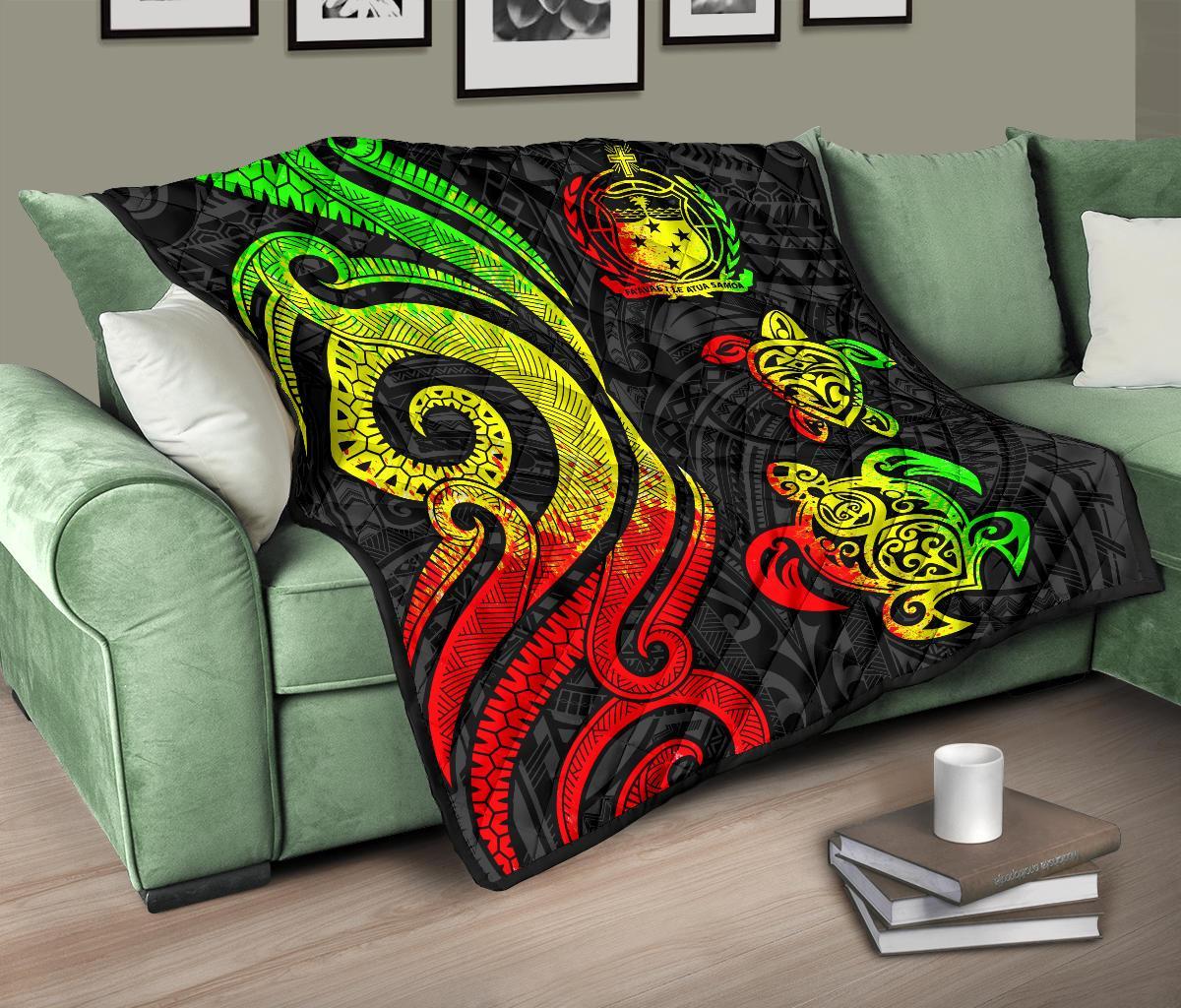 Samoa Premium Quilt - Reggae Tentacle Turtle - Polynesian Pride