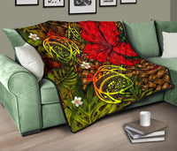 Hawaii Lauhala Hibiscus Polynesian Tropical Reggae Premium Quilt - Wake Style - AH - Polynesian Pride