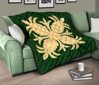 Hawaiian Premium Quilt Royal Pattern - Green - A2 Style - Polynesian Pride
