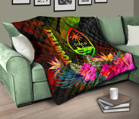 Guam Polynesian Personalised Premium Quilt - Hibiscus and Banana Leaves - Polynesian Pride