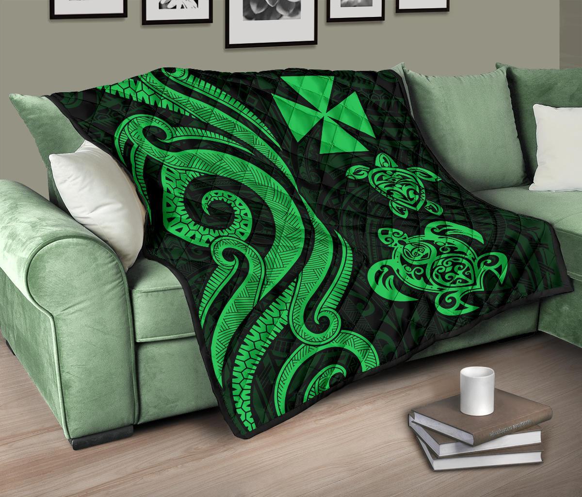 Wallis and Futuna Premium Quilt - Green Tentacle Turtle - Polynesian Pride
