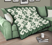 Hawaiian Premium Quilt Tropical Turtle Pattern - Green - Polynesian Pride